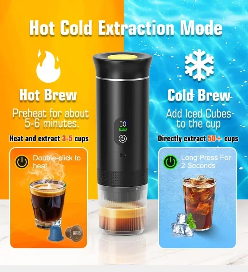 Draagbare 3-in-1 espresso koffiemachine