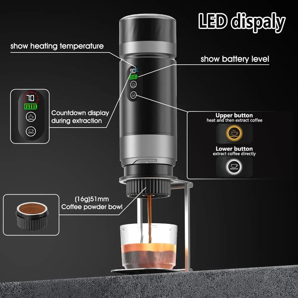 Draagbare espresso-koffiemachine 3-in-1