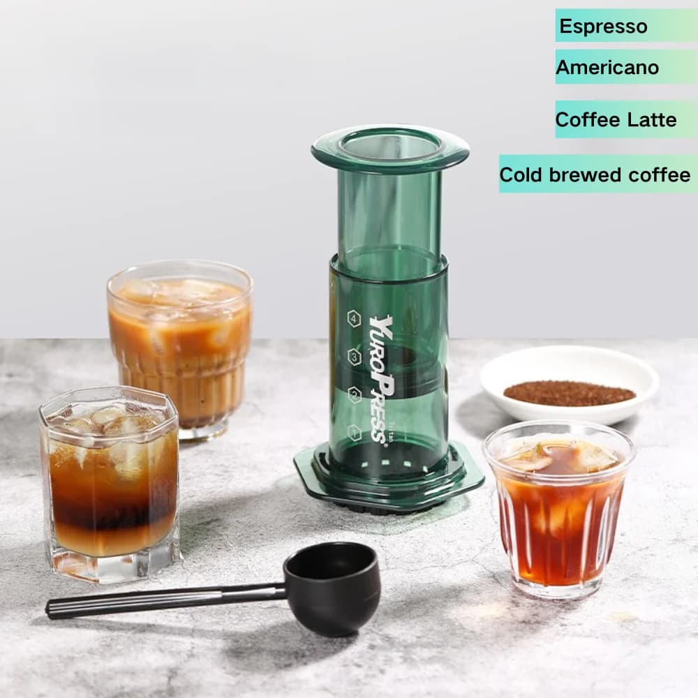 Draagbare espresso koffiemachine French press