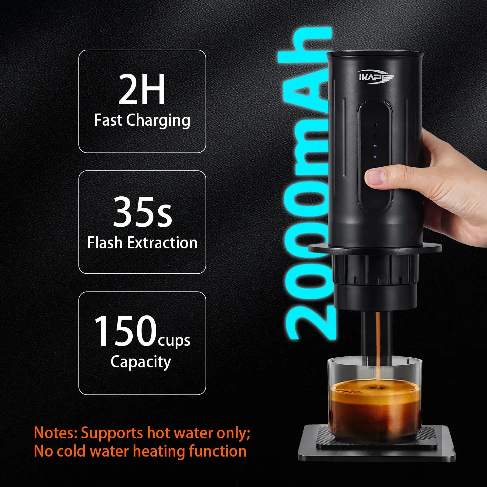 Draagbare handmatige koffiemaker voor capsules en gemalen koffie