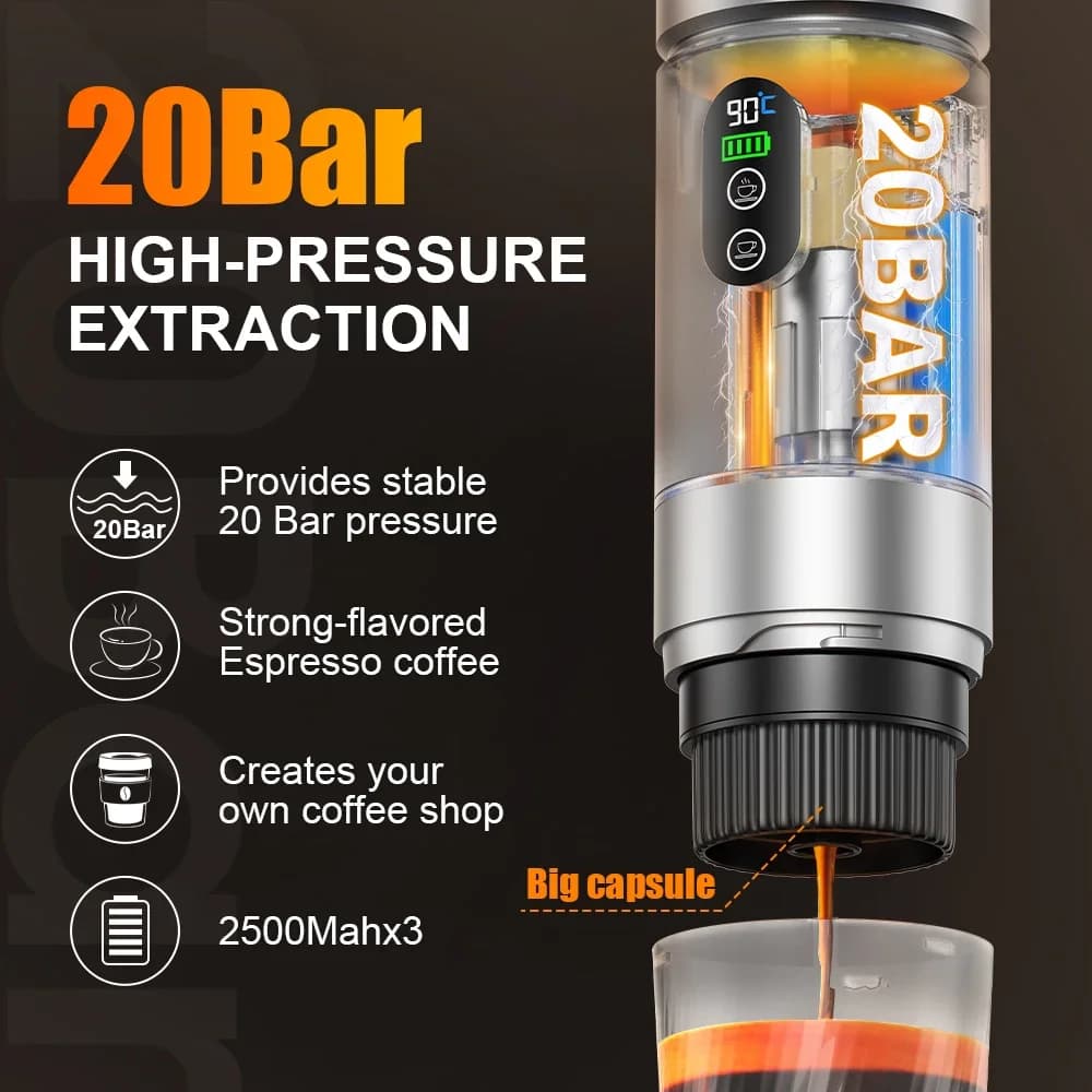 Draagbare espresso-koffiemachine 3-in-1